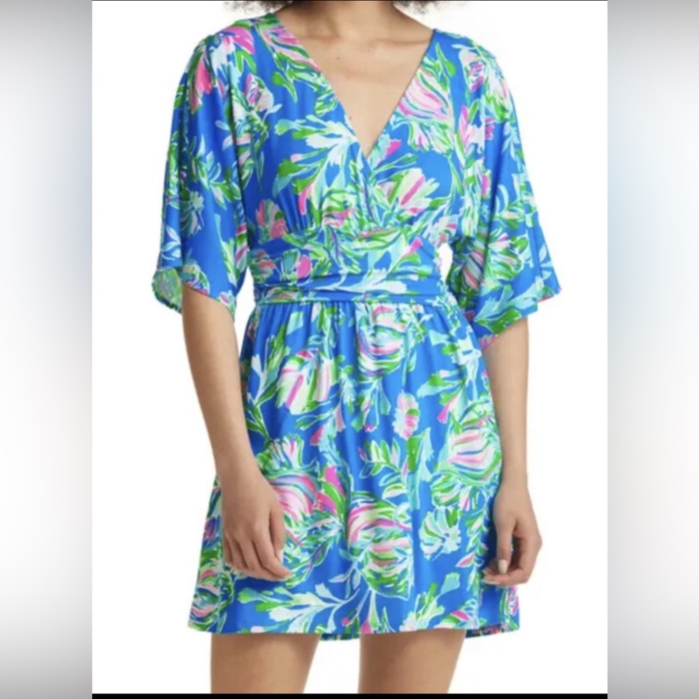 Lilly Pulitzer Parigi skort romper- blue flare fancy fins